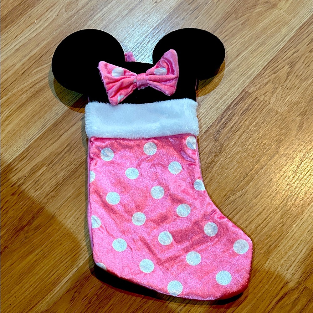 Pink Polka Dot Minnie Mouse Christmas Stocking